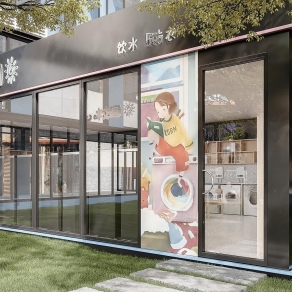 现代洗衣房门头门面3D模型下载